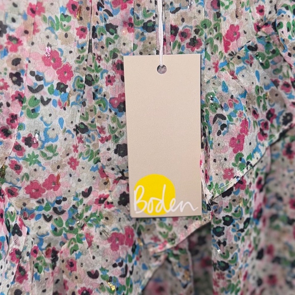 Boden Ditsy Print Floral Blouse Metallic Fleck Sparkle sz XL ( us 16-18) - Picture 8 of 8